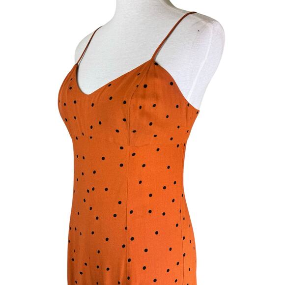 Free People Summer Jamboree Dark Orange Black Polka Dot Wide Leg  Jumpsuit - Picture 7 of 13